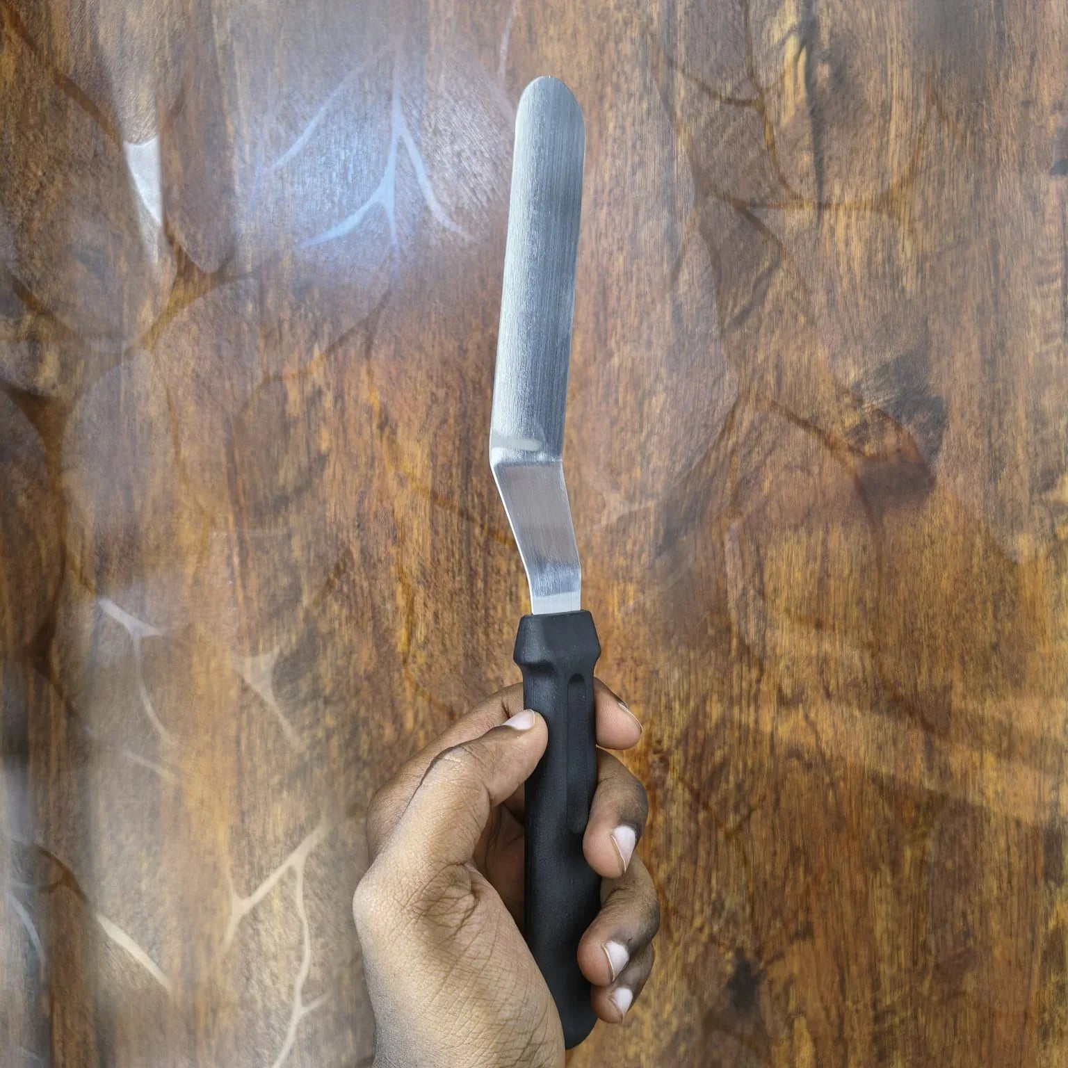 Stainless Steel Offset Spatula with Black Handle