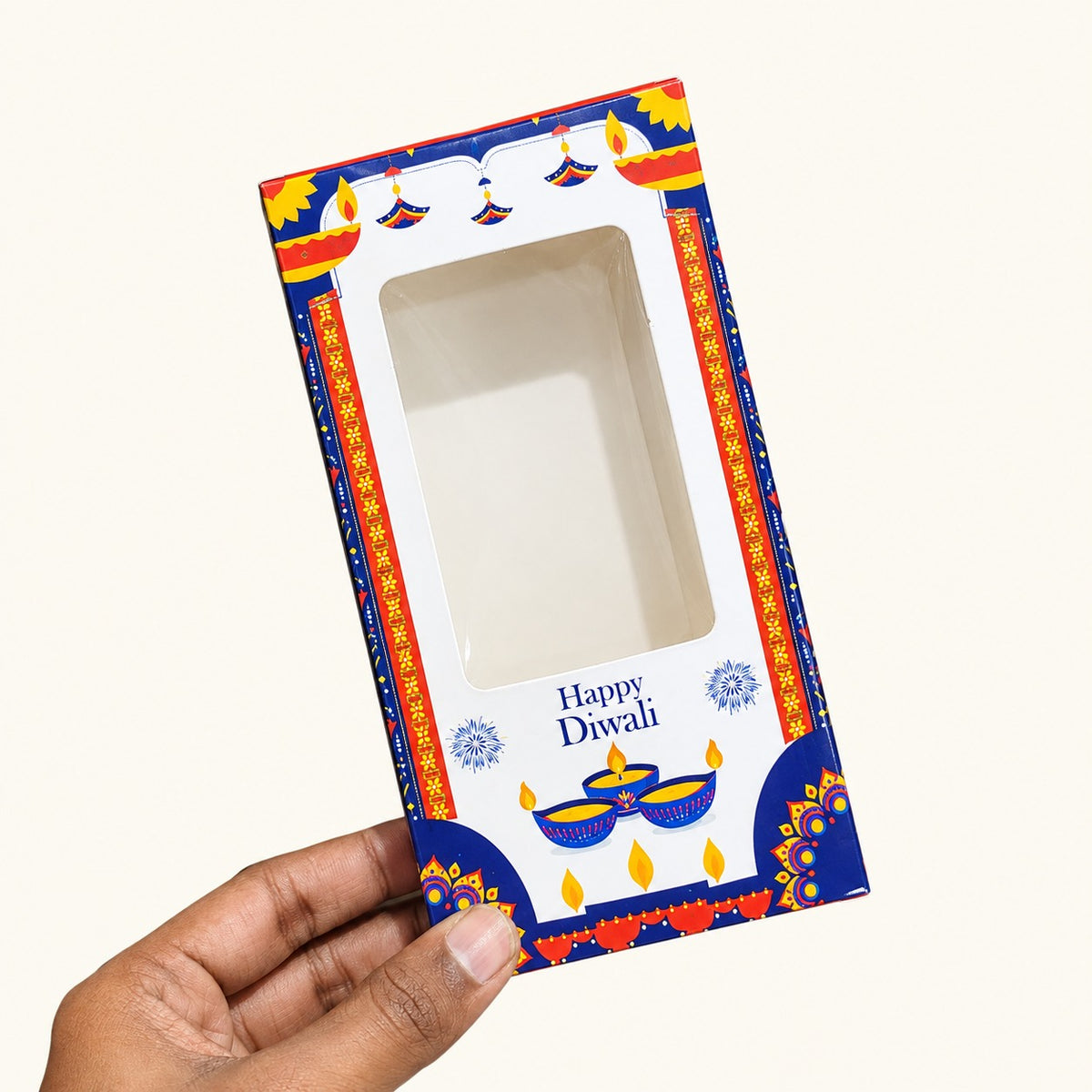 Diwali Theme Printed Chocolate Bar Box with Window | Multiple Designs | Pack of 10
