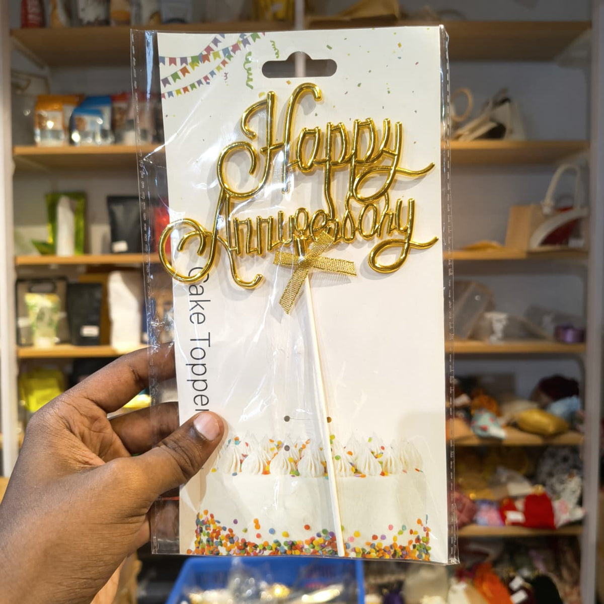 8.5 Inch Happy Anniversary Cake Topper | Multiple Colours | 1 Piece