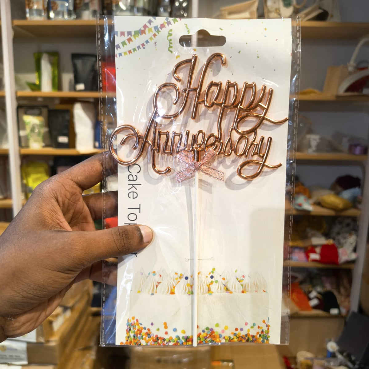 8.5 Inch Happy Anniversary Cake Topper | Multiple Colours | 1 Piece