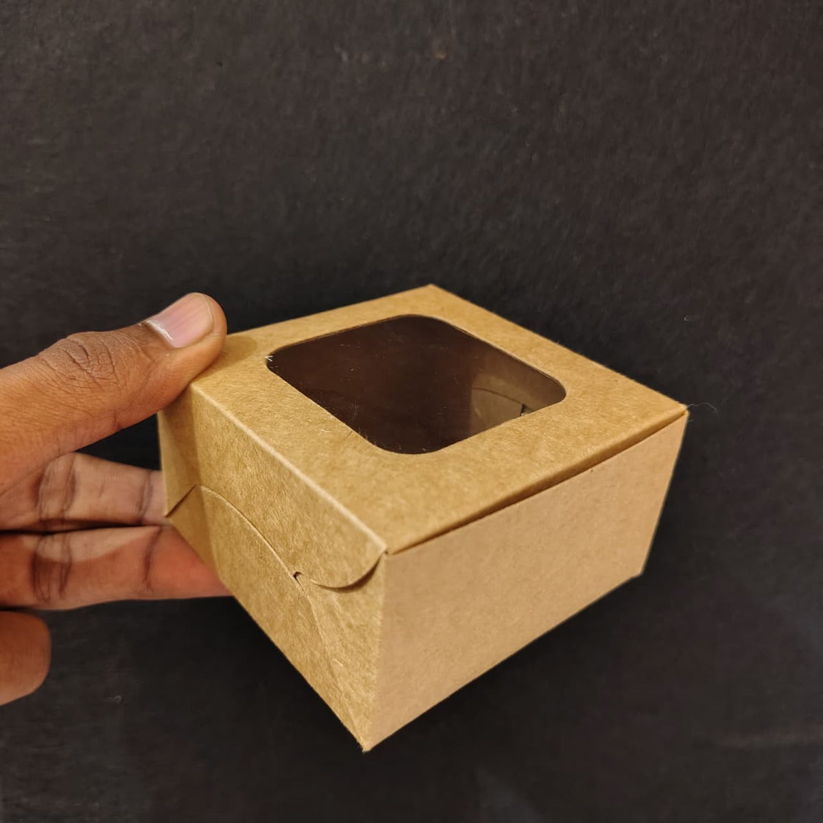 Kraft Brownie Boxes | L Shape and Top Window | Food-Grade Paperboard | Pack of 25