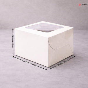 White Cake Box ITC Back | Square Shape Top window | Pack Of 25