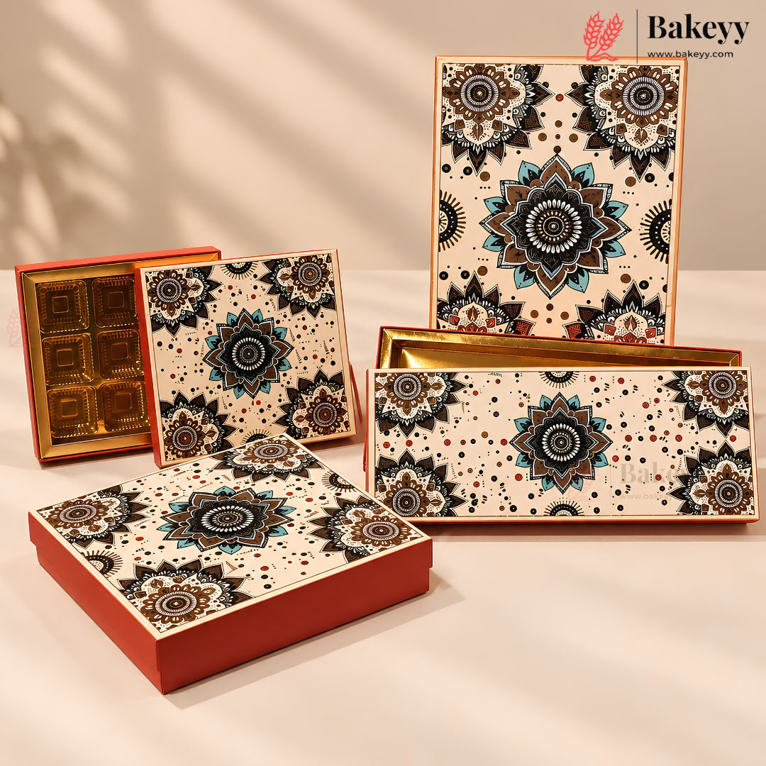 Mandala Printed Sweet & Chocolate Gift Box | With & Without Cavity | Multiple Capacities