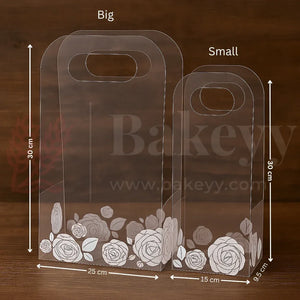 White_Floral_Print_Transparent_PVC_Bag_Pack_of_10b - Bakeyy.com