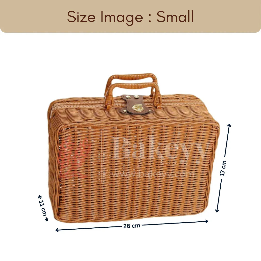 Handcrafted Multipurpose Storage Basket with Handle | Brown and White | Pack of 1 - Bakeyy.com - India - Handcrafted Multipurpose Storage Basket with Handle | Brown and White | Pack of 1 - Brown / Small 800.00