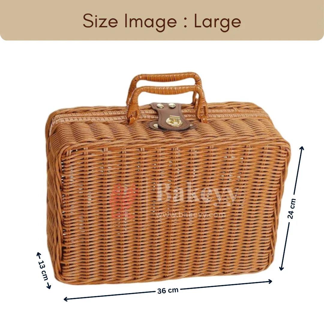 Handcrafted Multipurpose Storage Basket with Handle | Brown and White | Pack of 1 - Bakeyy.com - India - Handcrafted Multipurpose Storage Basket with Handle | Brown and White | Pack of 1 - Brown / Large 900.00