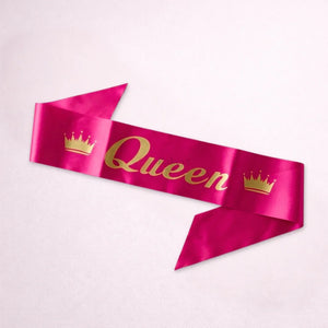 WomenQueenSatinPartySashwithCrownDesignPackof1_2 - Bakeyy.com