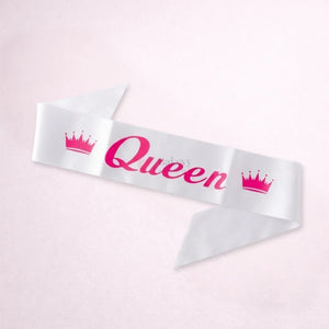 WomenQueenSatinPartySashwithCrownDesignPackof1_3 - Bakeyy.com