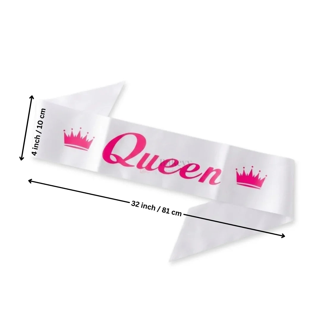 WomenQueenSatinPartySashwithCrownDesignPackof1_5 - Bakeyy.com