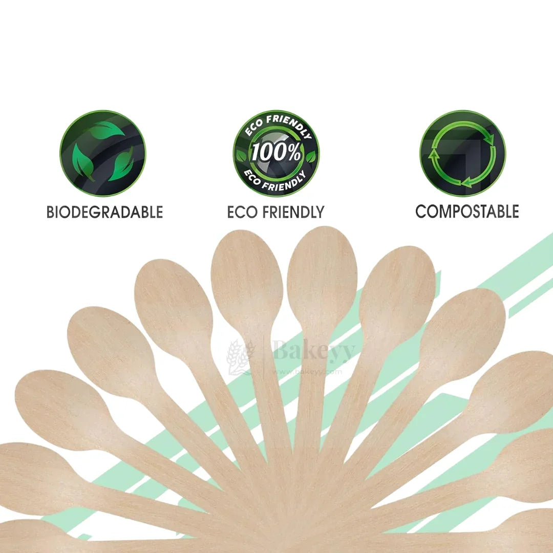 Eco-friendly wooden cutlery spoons, biodegradable, compostable, Bakeyy wholesale supplies