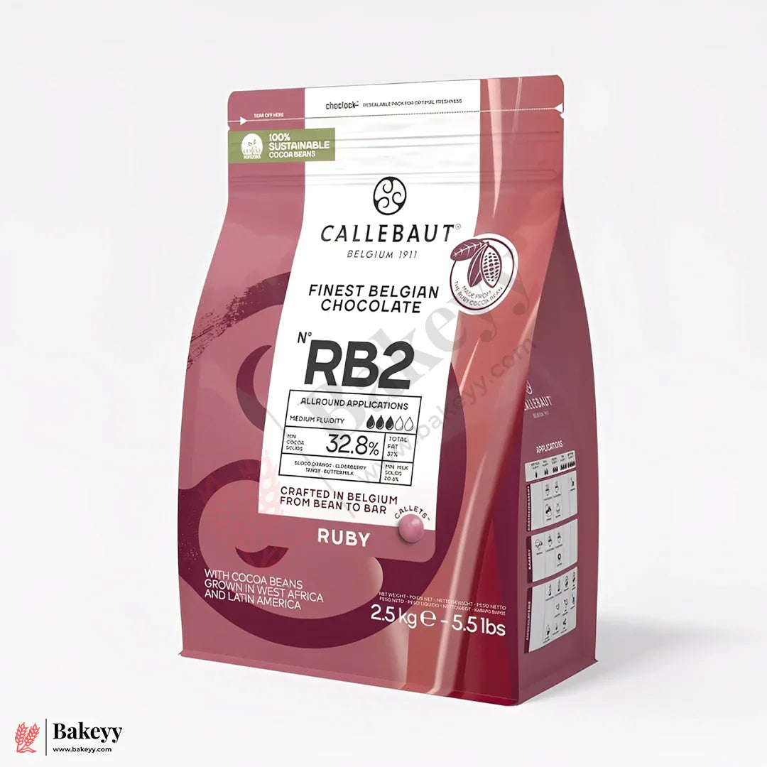 Callebaut Ruby Chocolate RB2 –32.8% Finest Belgian Ruby Couverture (2.5kg)