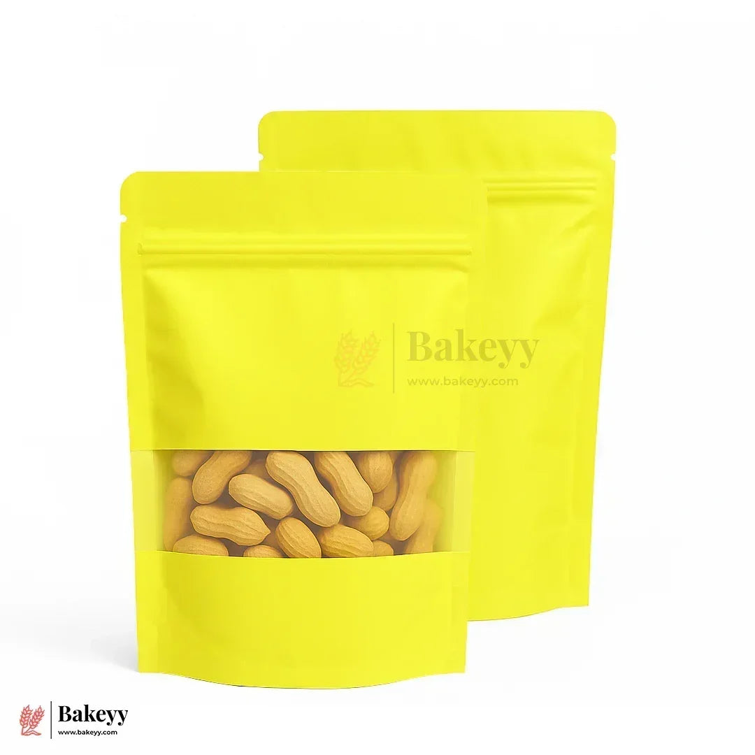 Lime Yellow Colour With Window | 10x17 CM | Standing Pouch | 110 GSM | Pack of 100