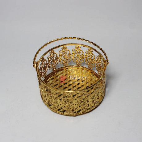 5 inch Royal Gold Metal Basket | Elegant Serving & Gifting Accessory | Gift Baskets For Dry Fruits ,Gift Hampers, Return Gift For Wedding, Anniversary, Birthday, House Warming - Bakeyy.com - India - 5 inch Royal Gold Metal Basket | Elegant Serving & Gifting Accessory | Gift Baskets For Dry Fruits ,Gift Hampers, Return Gift For Wedding, Anniversary, Birthday, House Warming - Default Title