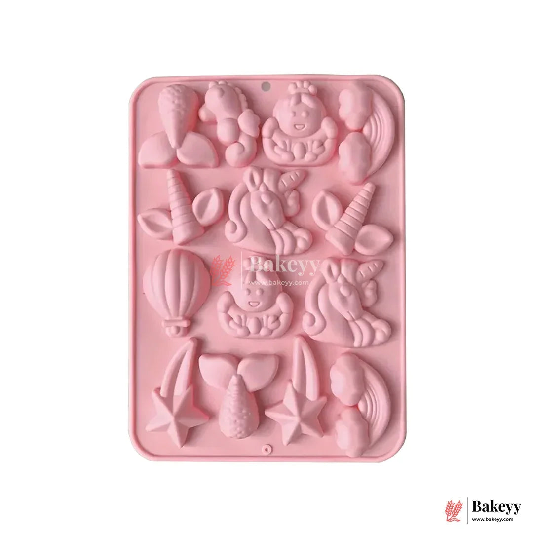 Unicorn & Mermaid Silicone Mold | 3D Cartoon Fantasy Theme for Cake Decorating, Chocolate, Resin | 1 Piece - Bakeyy.com - India - Unicorn & Mermaid Silicone Mold | 3D Cartoon Fantasy Theme for Cake Decorating, Chocolate, Resin | 1 Piece - Default Title