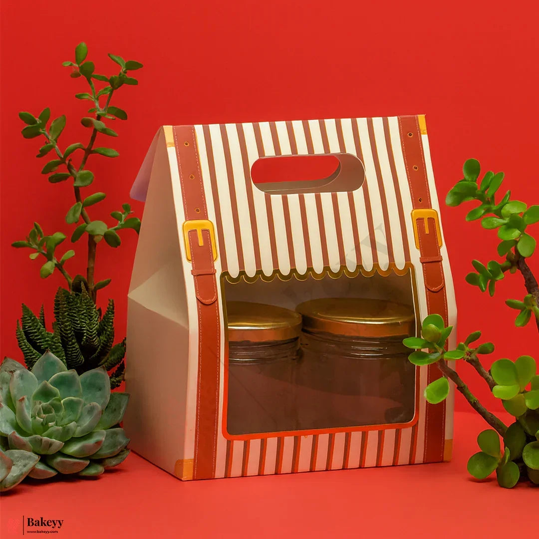 Premium 2-Cavity Window Gift Box | Empty Decorative Packaging Box | Pack Of 10 - Bakeyy.com - India - Premium 2-Cavity Window Gift Box | Empty Decorative Packaging Box | Pack Of 10 - 2 Jar