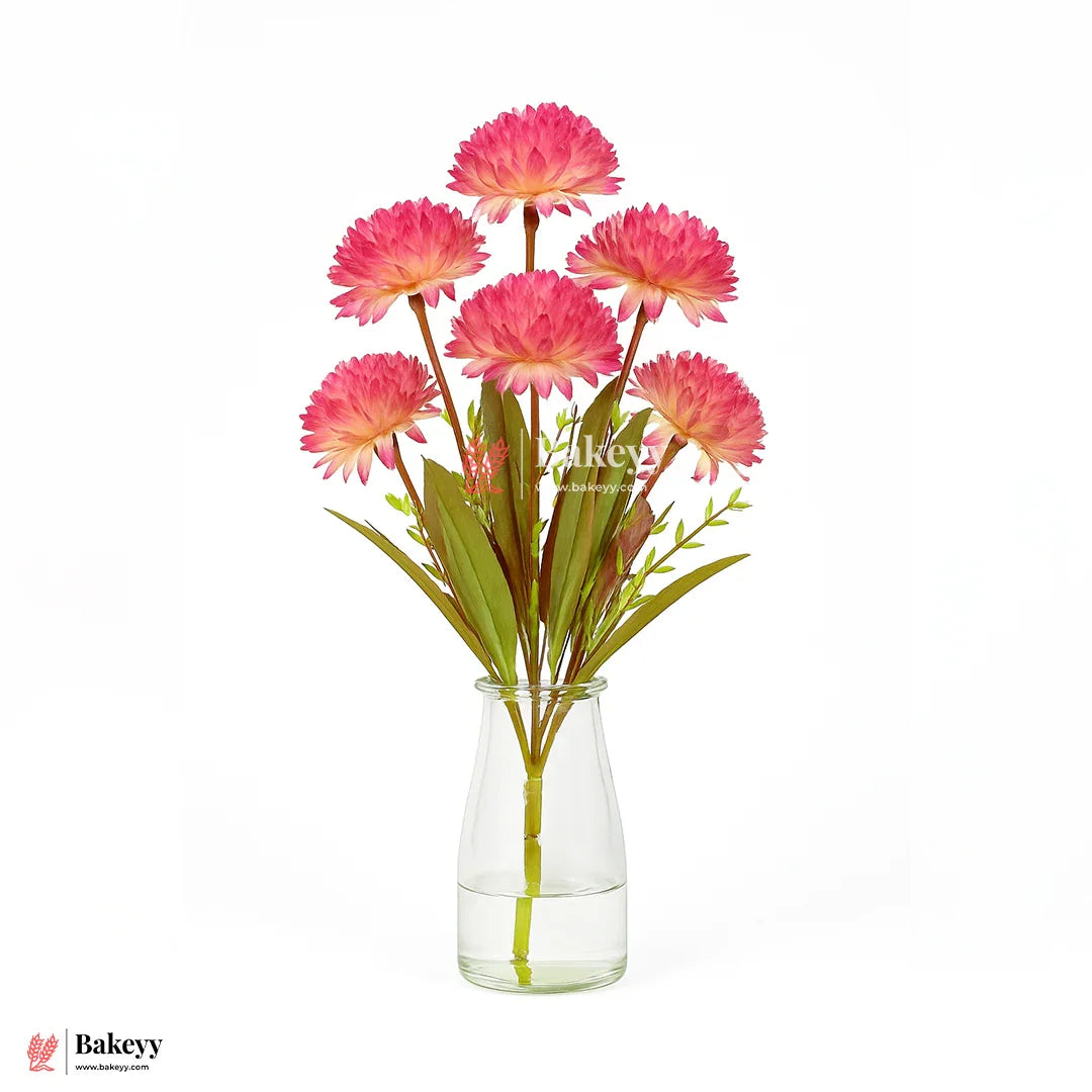 Artificial Chrysanthemum Flower Bunch – 37cm |Peach Pink With Cream Tips | Decorative Stick for Home & Events | Pack Of 1
