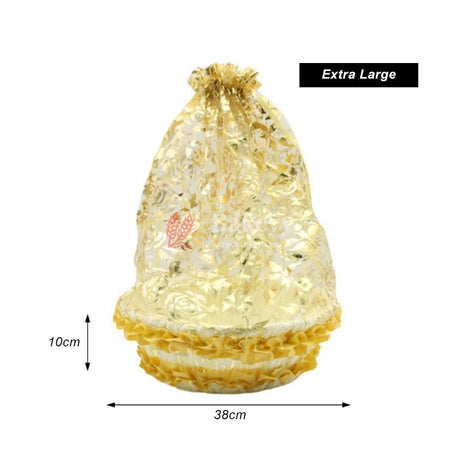 Extra Large | Gold Round Decorative Net Basket | Hamper Basket | Pack of 1 - Bakeyy.com - India - Extra Large | Gold Round Decorative Net Basket | Hamper Basket | Pack of 1 - Default Title