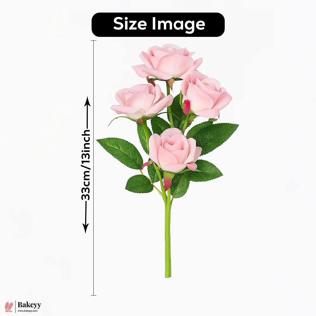 Artificial Pink Shade Rose Bouquet – 33cm | Decorative Faux Flower Bunch for Home & Gifting - Bakeyy.com - India - Artificial Pink Shade Rose Bouquet – 33cm | Decorative Faux Flower Bunch for Home & Gifting - Default Title