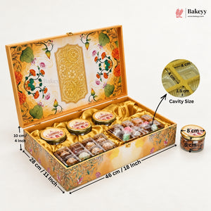 Yellow White Floral Garden MDF Hamper Box with Jars & Cavity Trays | Pack of 1