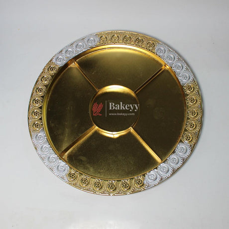 Premium Decorative Dry Fruit Tray – Elegant & Spacious Design |Luxurious Gold-Plated Round Serving Tray with 5-Part Sections - Bakeyy.com - India - Premium Decorative Dry Fruit Tray – Elegant & Spacious Design |Luxurious Gold-Plated Round Serving Tray with 5-Part Sections - Default Title