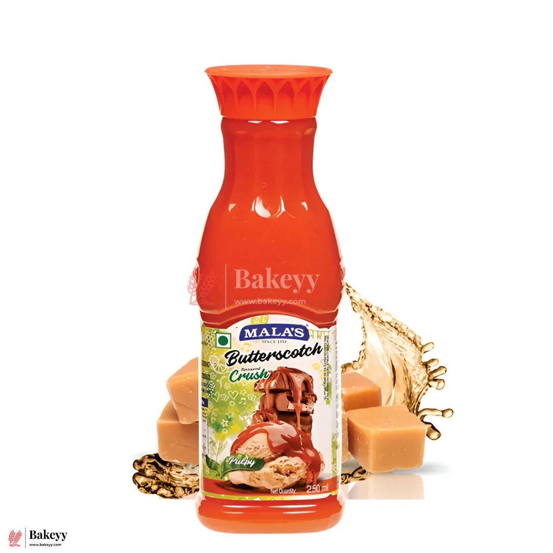 Mala’s Butterscotch Flavoured Crush – 250ml | Sweet & Tart Flavour for Beverages & Desserts