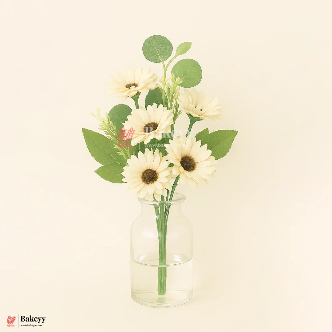 Artificial Gerbera Daisy Flower Bunch – 42cm |  White | Decorative Stick for Home & Events | Pack Of 1