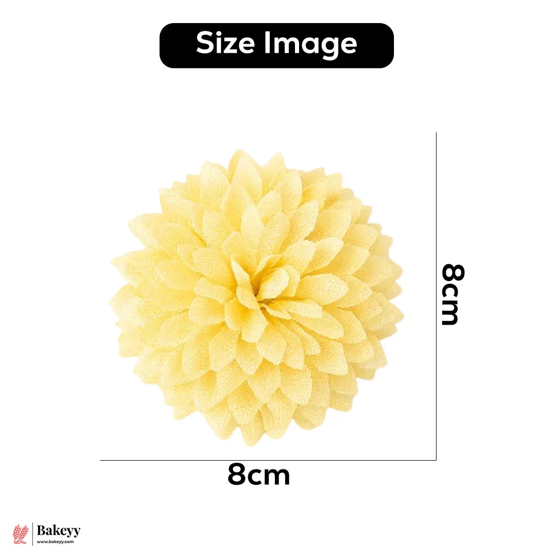 8cm Artificial Butter Yellow Dahlia Flower  | With Out Stem |Pack of 10
