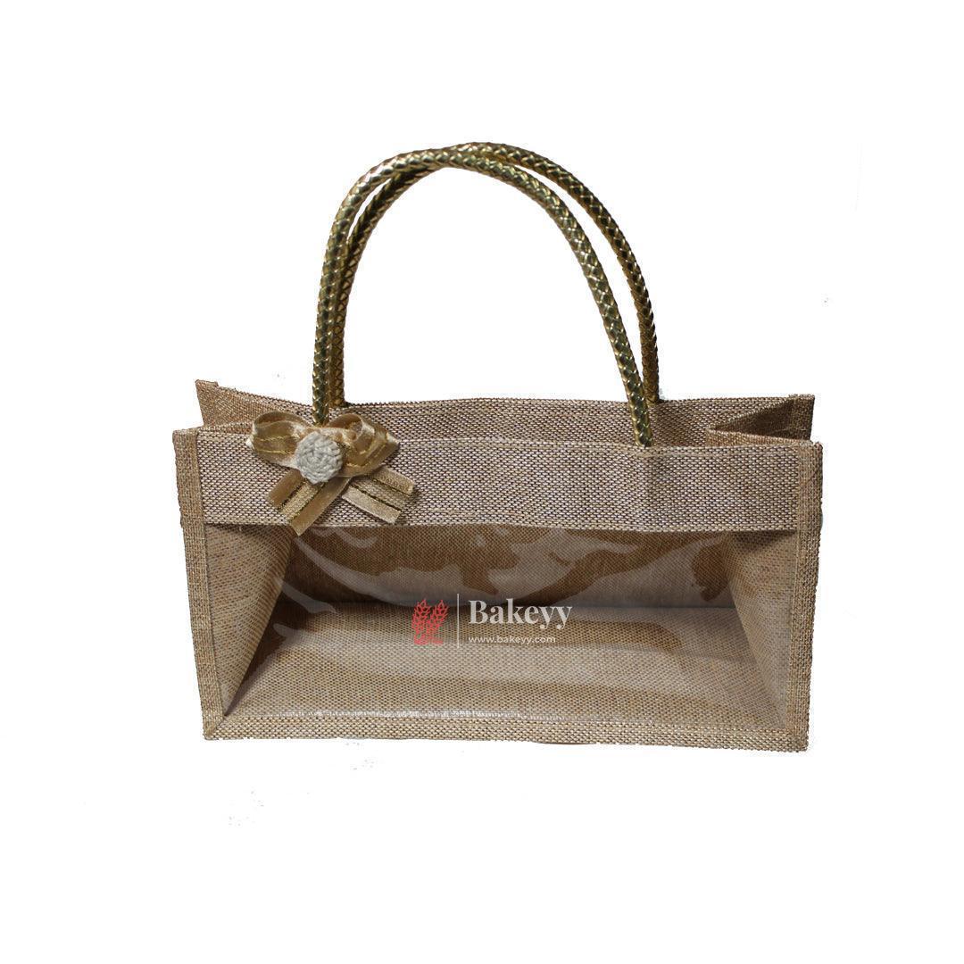 Fancy Jute Bag With Handle | Printed Potli Jute Bag | Window Jute Bag | Gift Return Gifts Bags | - Bakeyy.com - India - Fancy Jute Bag With Handle | Printed Potli Jute Bag | Window Jute Bag | Gift Return Gifts Bags | - Default Title