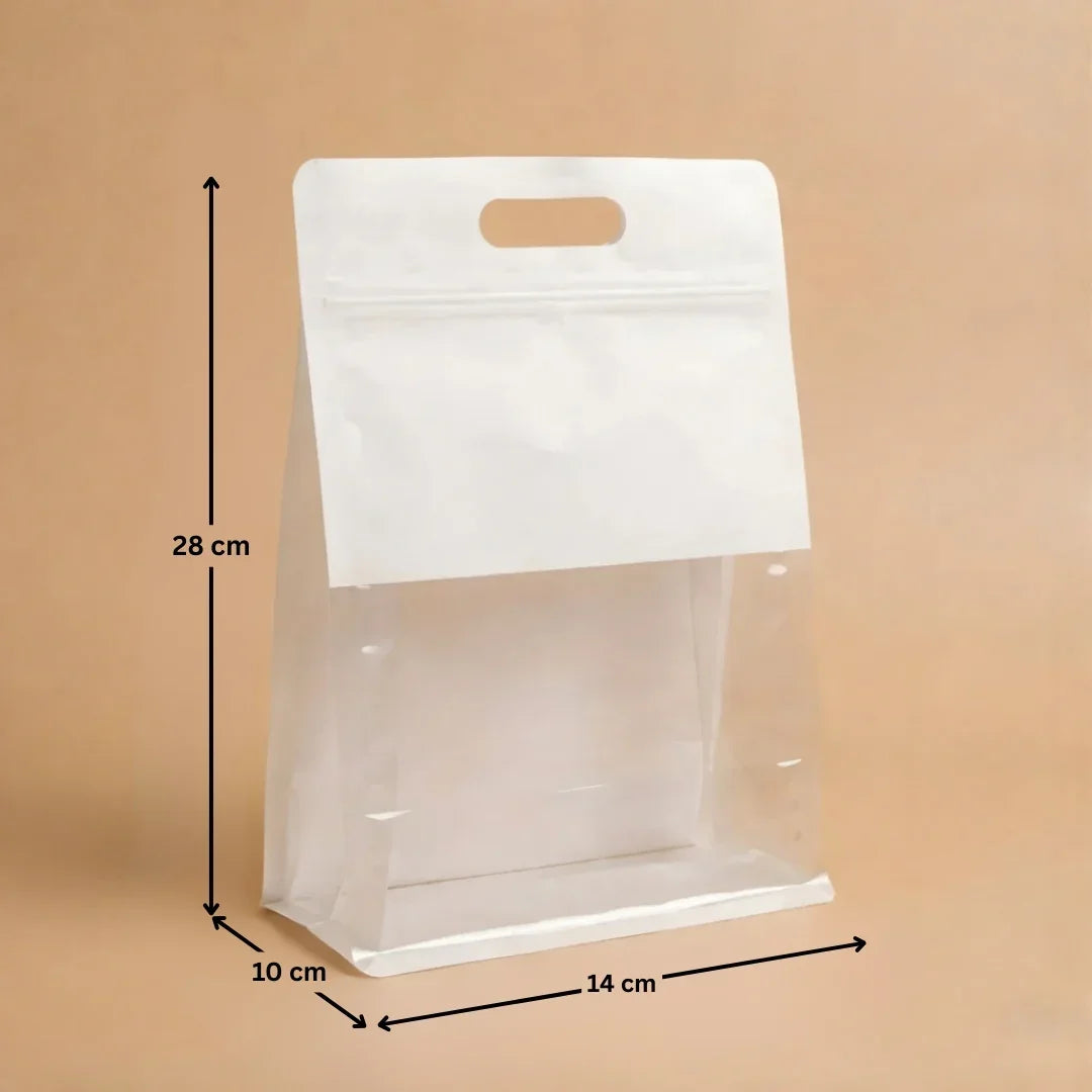 Zip Lock Bread Pouch with Window | Loaf Packaging | Zip-Lock Packaging With Handle | Pack of 50