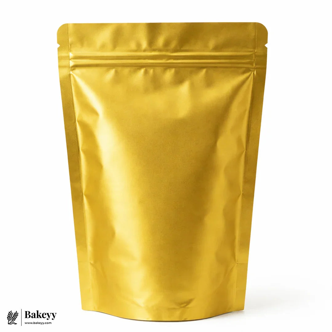 Zip Lock Pouch With Window - Stand Up | Colored - Bakeyy.com - India - Zip Lock Pouch With Window - Stand Up | Colored - 100g / Gold 370.00