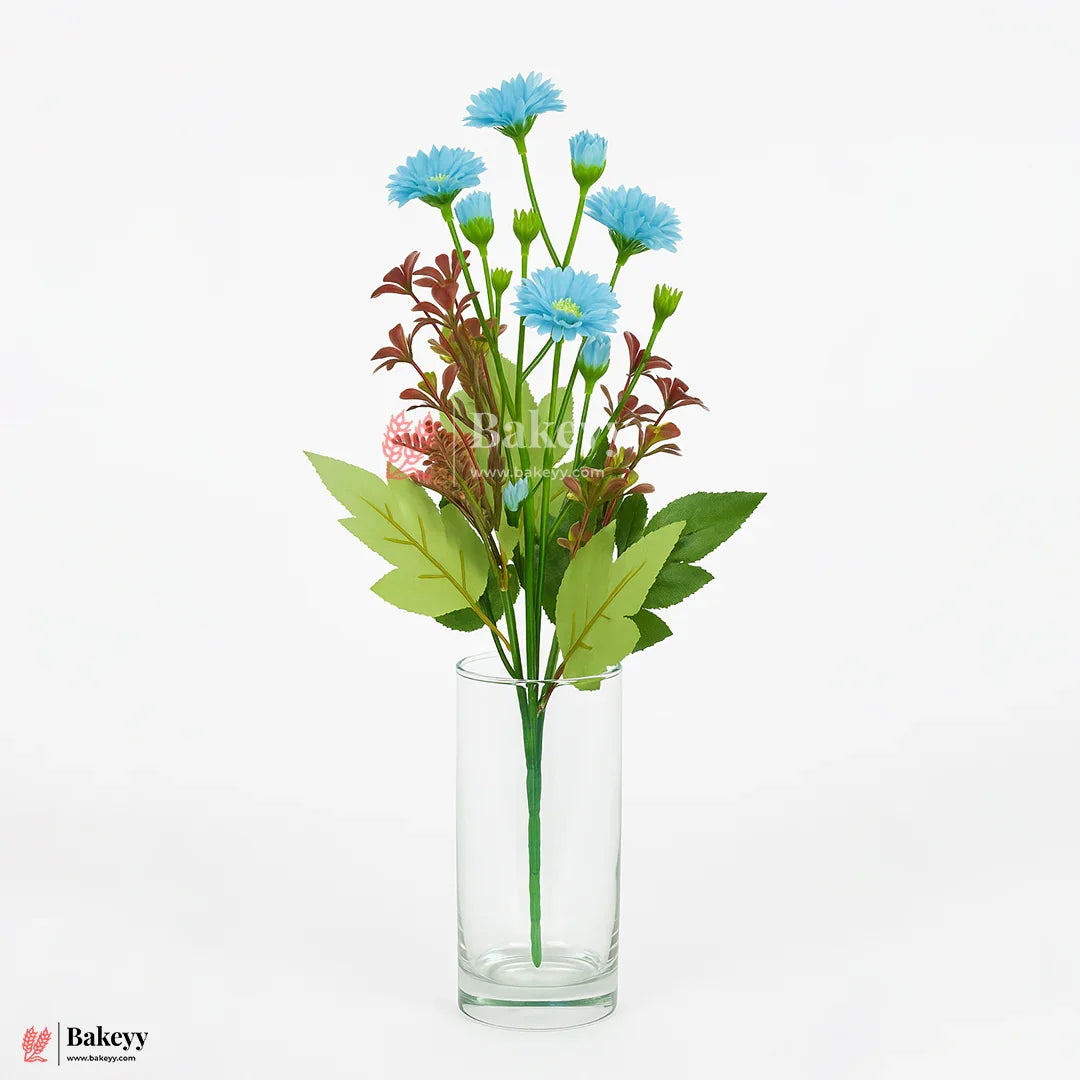 Artificial Daisies Flower Bunch – 35cm | Light Blue | Decorative Stick for Home & Events | Pack Of 1