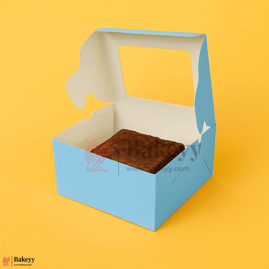 3x3x2 inch | 1 Sky Blue Single Brownie Box with Window | cookie packaging box | cookie box with clear window | Gift box | Pack of 50