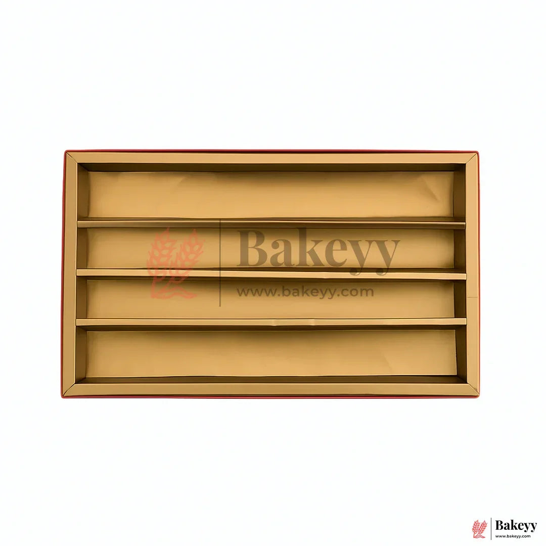 500 Gm Sweet Box | 7.5x6x1.5 Inch | Premium Decorative Dry Fruit & Sweet Box – 3 Removable Compartment Gift Packaging | 1 Piece