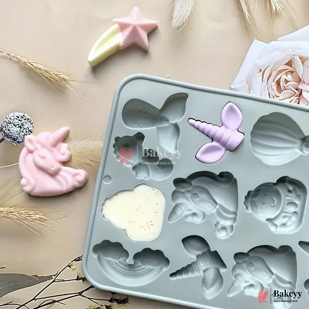 Unicorn & Mermaid Silicone Mold  | 3D Cartoon Fantasy Theme for Cake Decorating, Chocolate, Resin | 1 Piece