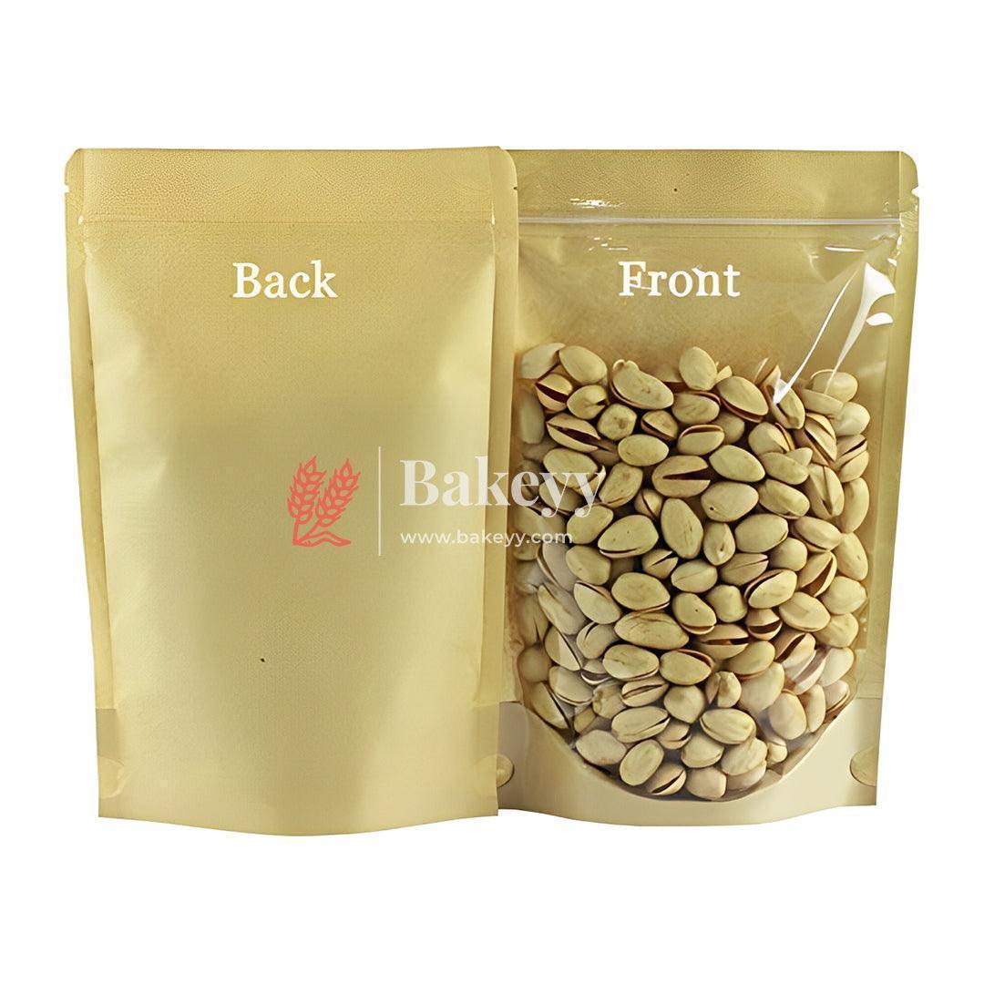 1Kg|26x18Cm| Premium Stand-Up Kraft Pouch With Full Window | Resealable, Durable & Food-Safe Packaging - Bakeyy.com - India - 1Kg|26x18Cm| Premium Stand-Up Kraft Pouch With Full Window | Resealable, Durable & Food-Safe Packaging - Pack Of 100