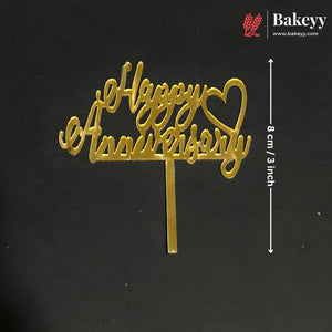 3 Inch Happy Anniversary Acrylic Cake Topper | Mixed Designs | Pack of 10