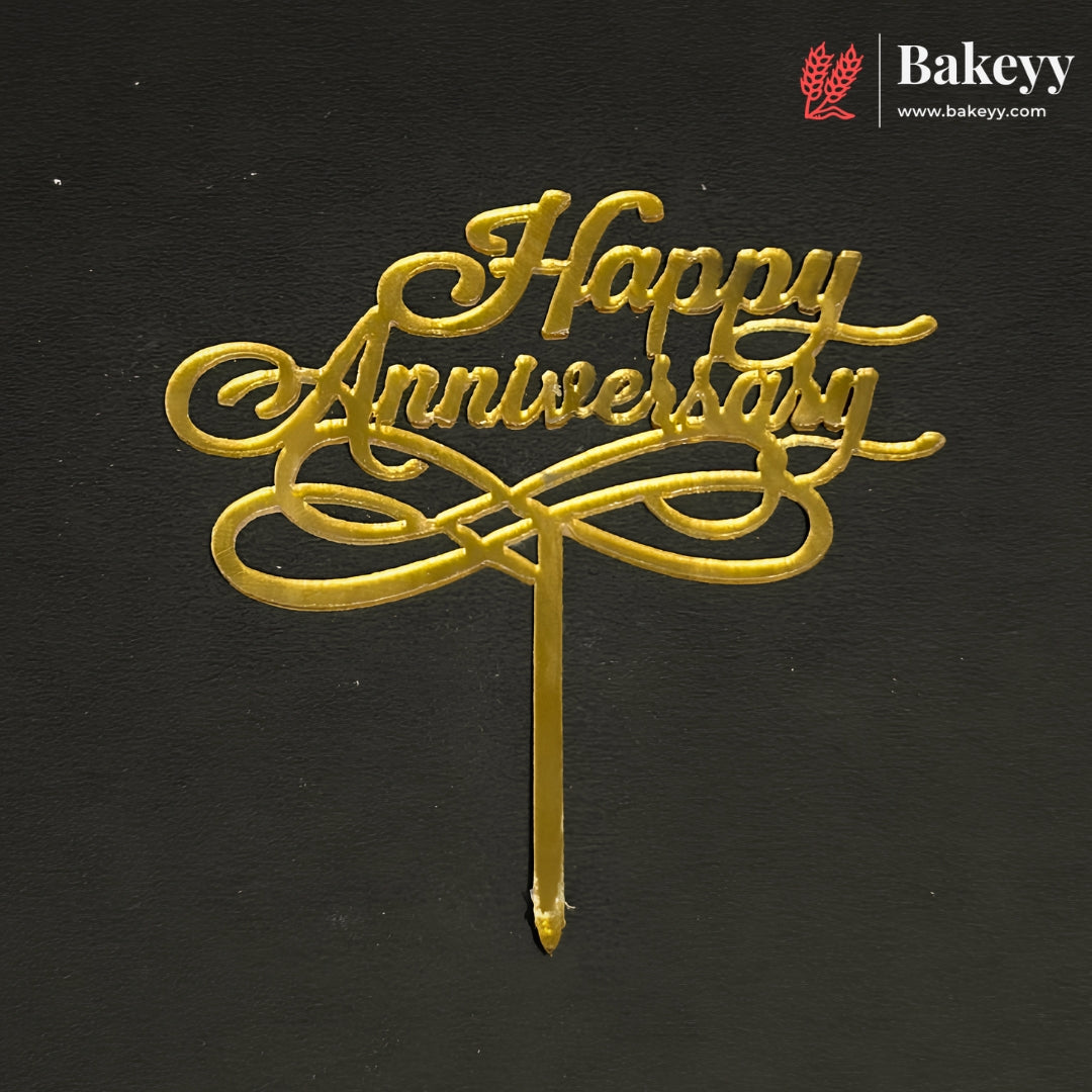 3 Inch Happy Anniversary Acrylic Cake Topper | Mixed Designs | Pack of 10