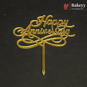 3 Inch Happy Anniversary Acrylic Cake Topper | Mixed Designs | Pack of 10