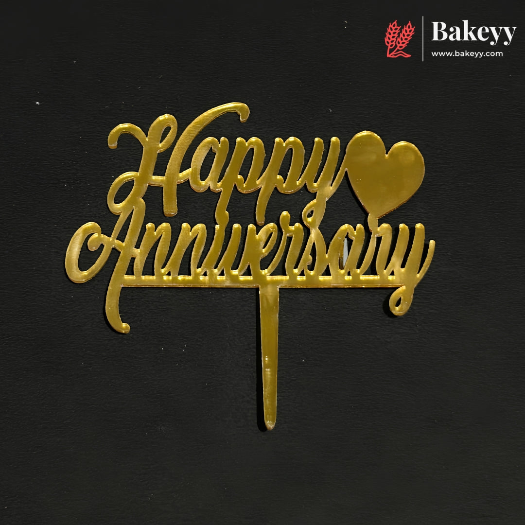 3 Inch Happy Anniversary Acrylic Cake Topper | Mixed Designs | Pack of 10