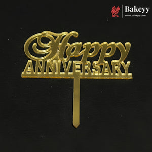 3 Inch Happy Anniversary Acrylic Cake Topper | Mixed Designs | Pack of 10