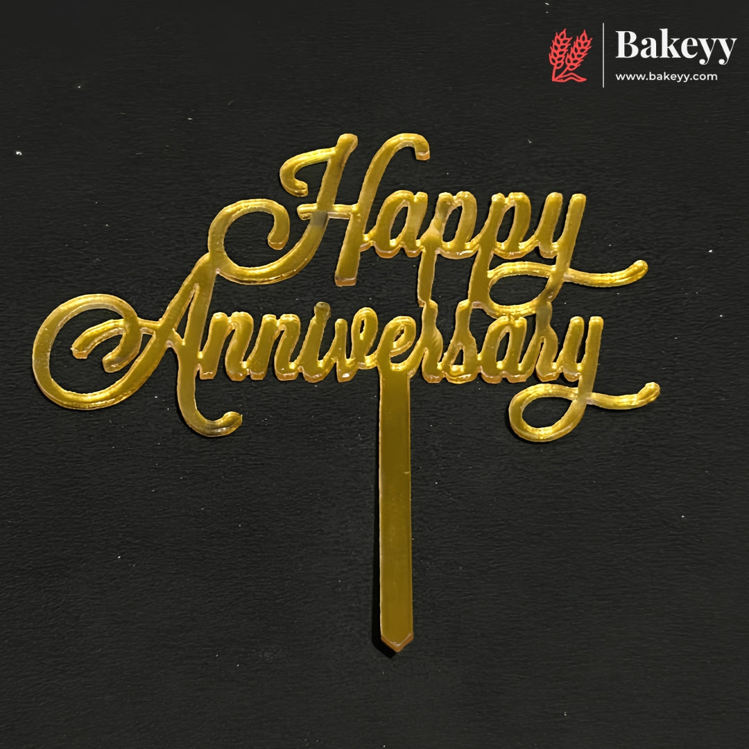 3 Inch Happy Anniversary Acrylic Cake Topper | Mixed Designs | Pack of 10