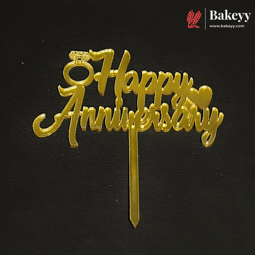 3 Inch Happy Anniversary Acrylic Cake Topper | Mixed Designs | Pack of 10