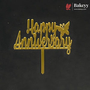 3 Inch Happy Anniversary Acrylic Cake Topper | Mixed Designs | Pack of 10