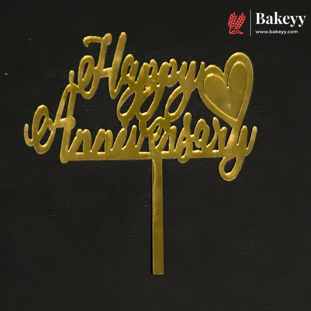 3 Inch Happy Anniversary Acrylic Cake Topper | Mixed Designs | Pack of 10