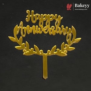 3 Inch Happy Anniversary Acrylic Cake Topper | Mixed Designs | Pack of 10