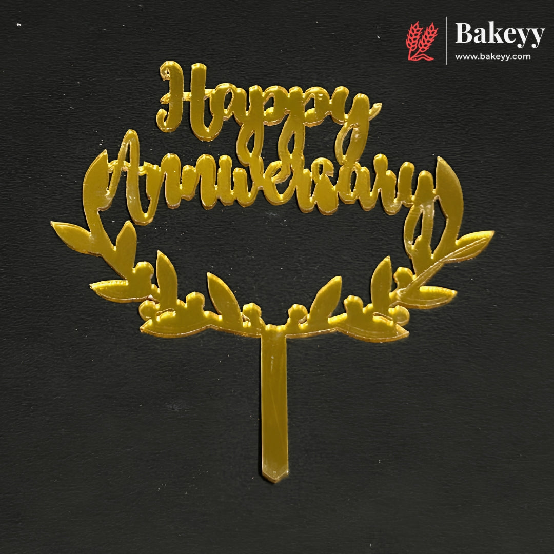 3 Inch Happy Anniversary Acrylic Cake Topper | Mixed Designs | Pack of 10