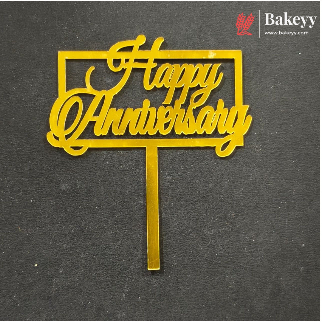 3 Inch Happy Anniversary Acrylic Cake Topper | Multiple Designs | Pack of 10