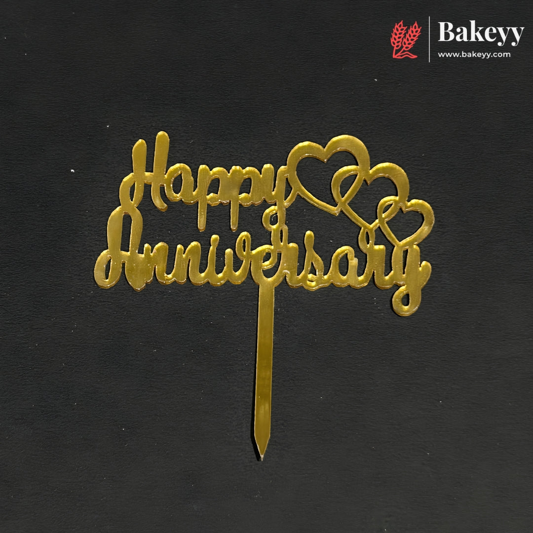 3 Inch Happy Anniversary Acrylic Cake Topper | Mixed Designs | Pack of 10