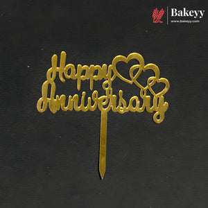 3 Inch Happy Anniversary Acrylic Cake Topper | Mixed Designs | Pack of 10