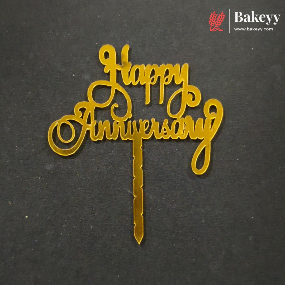 3 Inch Happy Anniversary Acrylic Cake Topper | Multiple Designs | Pack of 10